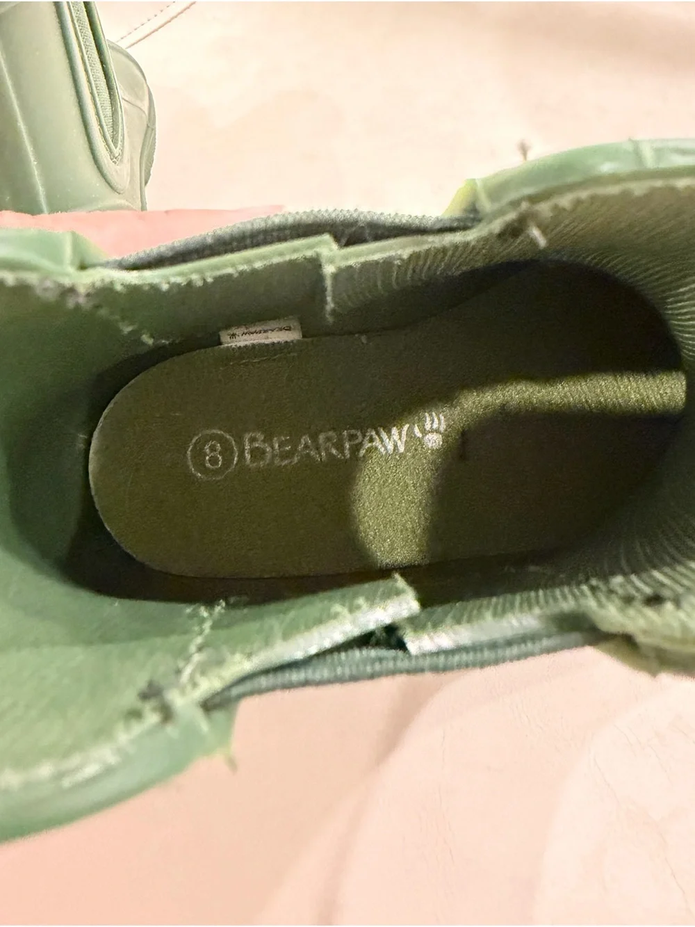 BearPaw Olive Green Kids Waterproof Chelsea Rain Boots Size 8